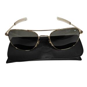 American Optical Original Pilot Sunglasses Gold 57-20-140 Aviator Mens AO USA